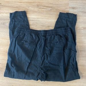 Black Linen Ankle Cropped Pants